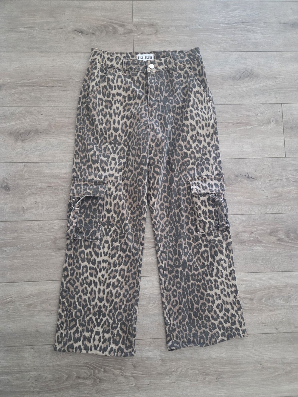 Leopard Print Cargo Pants - Neutral Tones